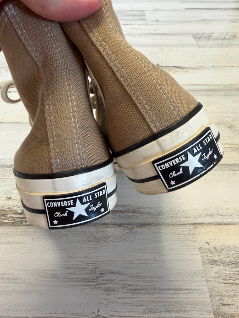 Converse High-Top Sneakers in Tan with White Accents - Picture 4 of 5